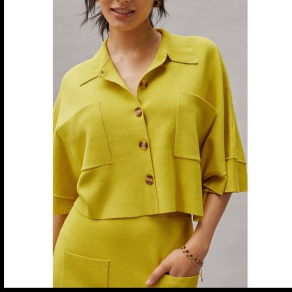 Anthropologie Flat White Patch Pocket Sweater Skirt Set NWT - Picture 12 of 13